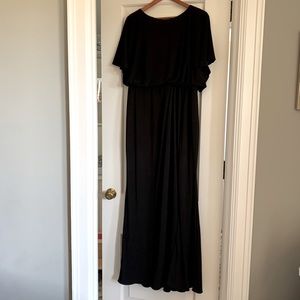 BHLDN Lena Flutter Sleeve Jersey Dress in Black
